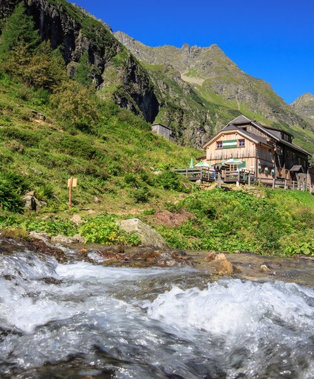 Stream in front of the hut Gollinghütte | © Martin Huber